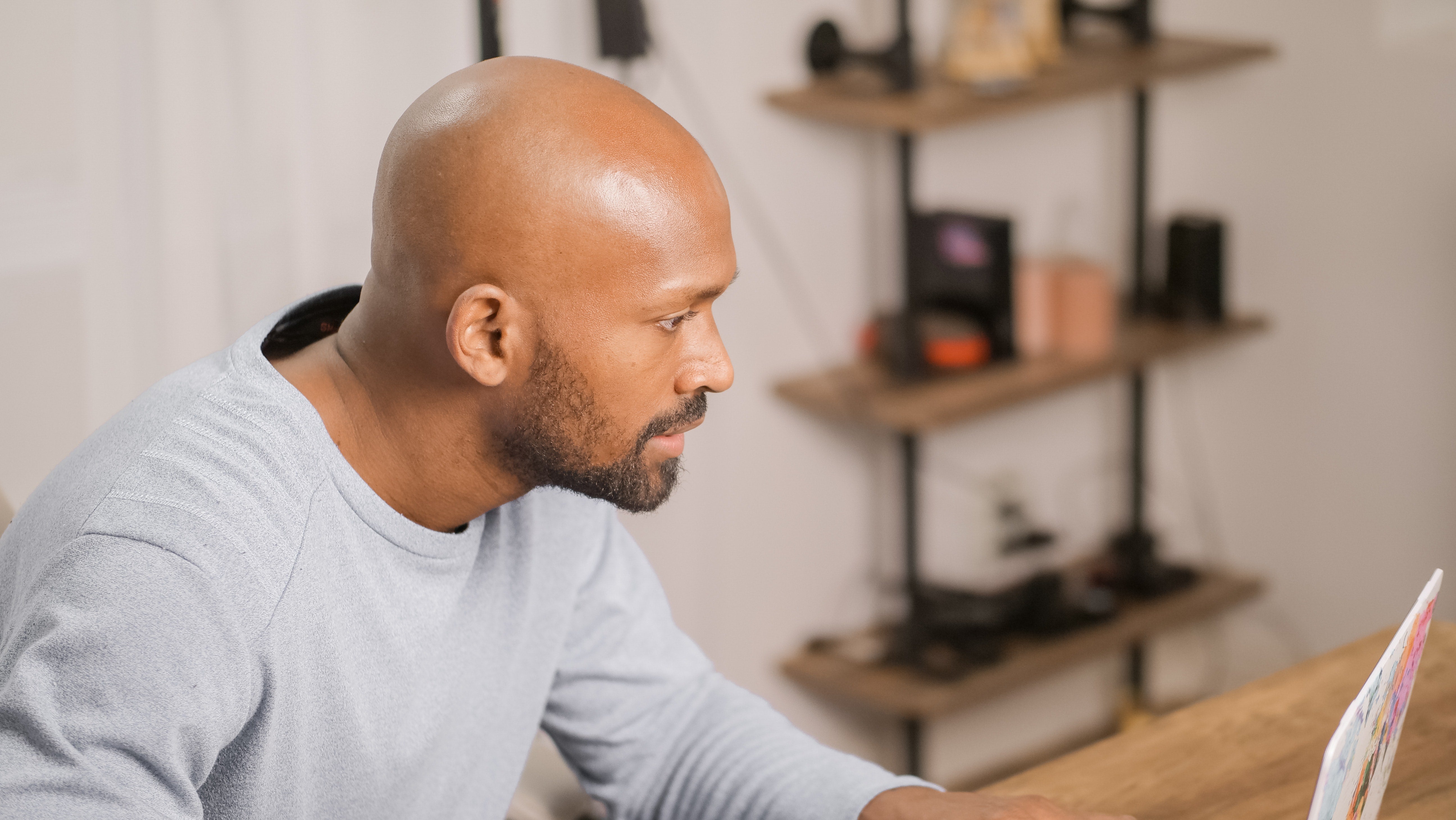 Middle age man with bald head